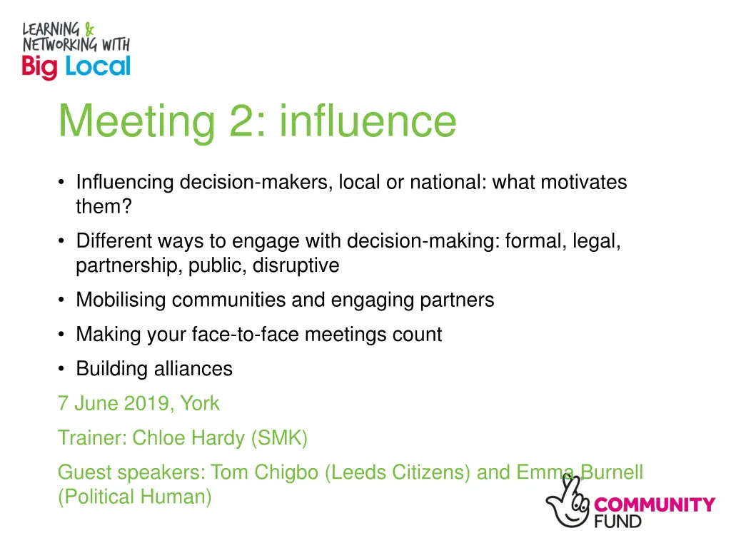 meeting 2 influence