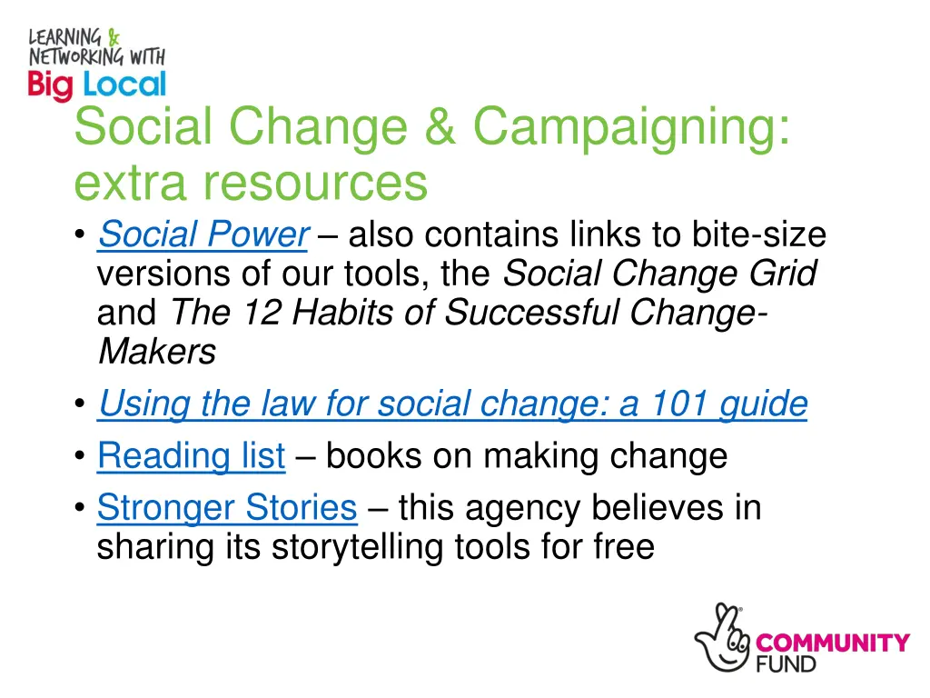 social change campaigning extra resources social