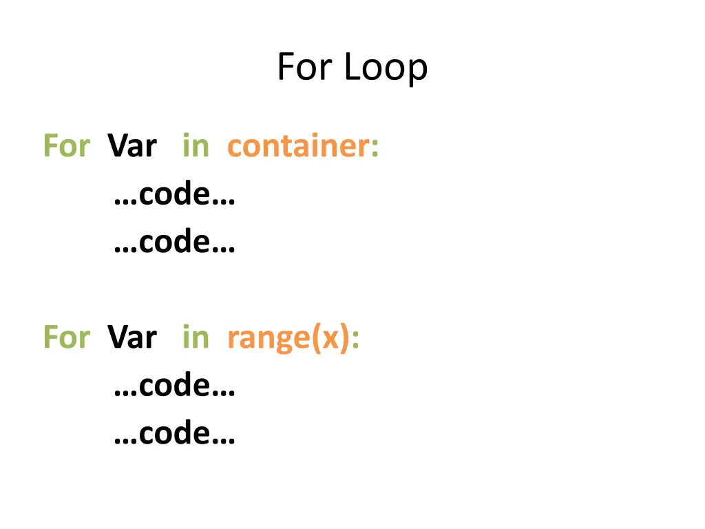 for loop