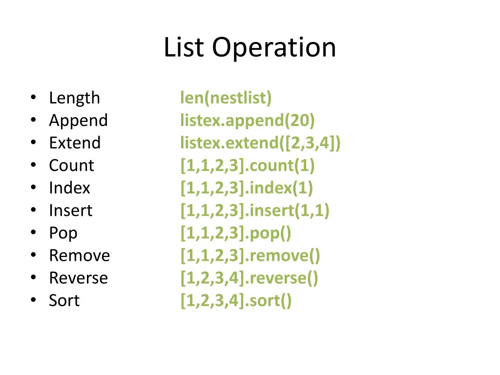 list operation