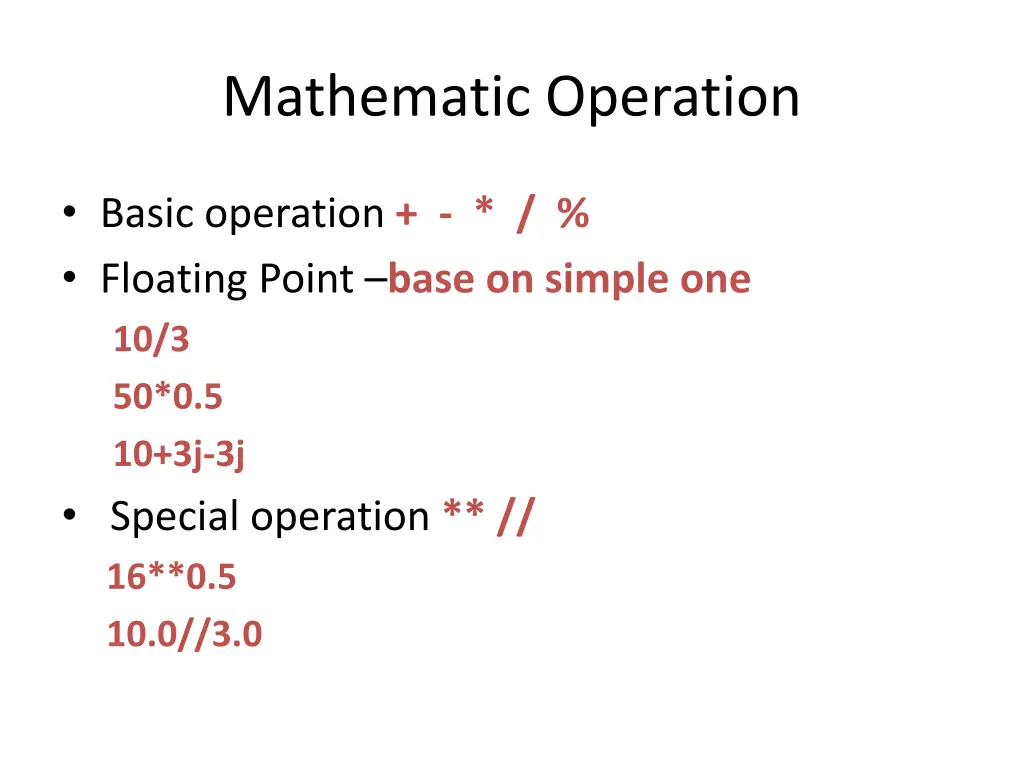 mathematic operation