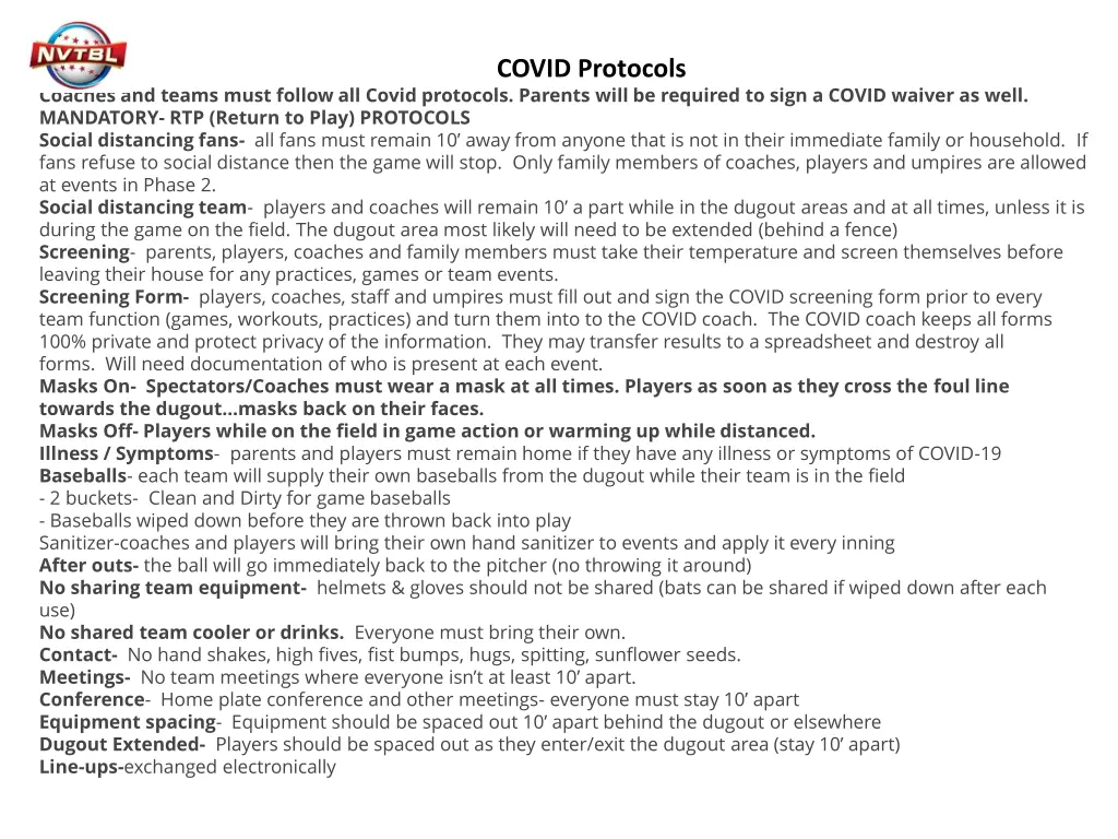 covid protocols