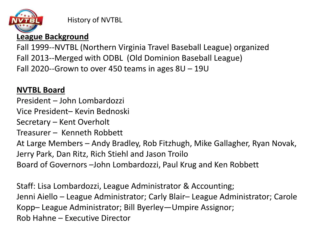 history of nvtbl