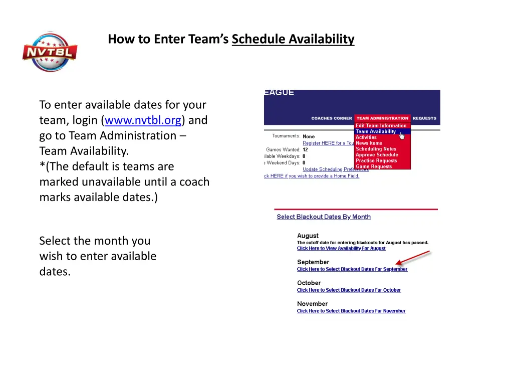 how to enter team s schedule availability