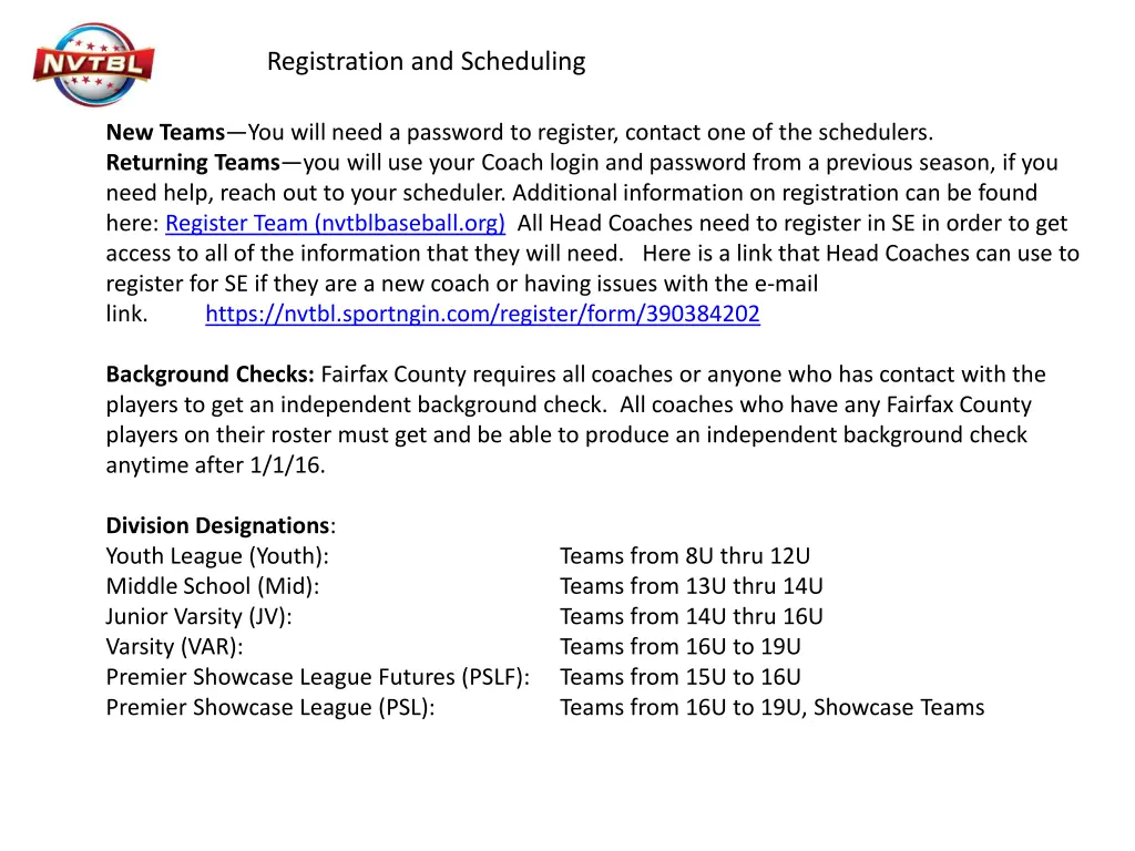 registration and scheduling