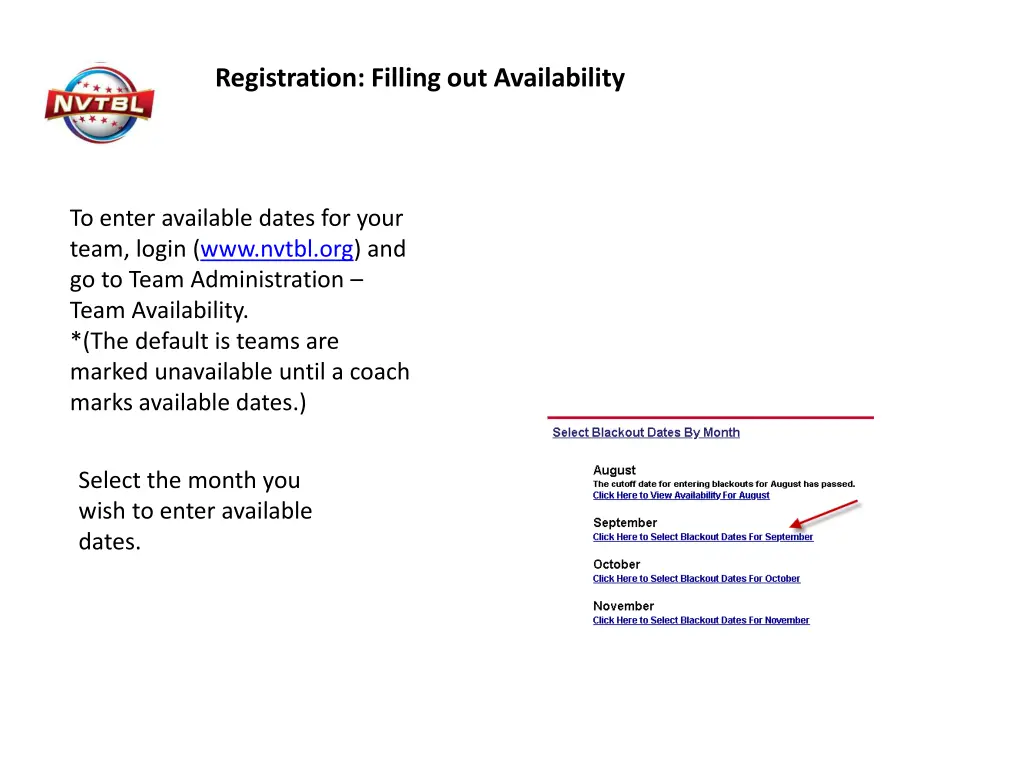 registration filling out availability