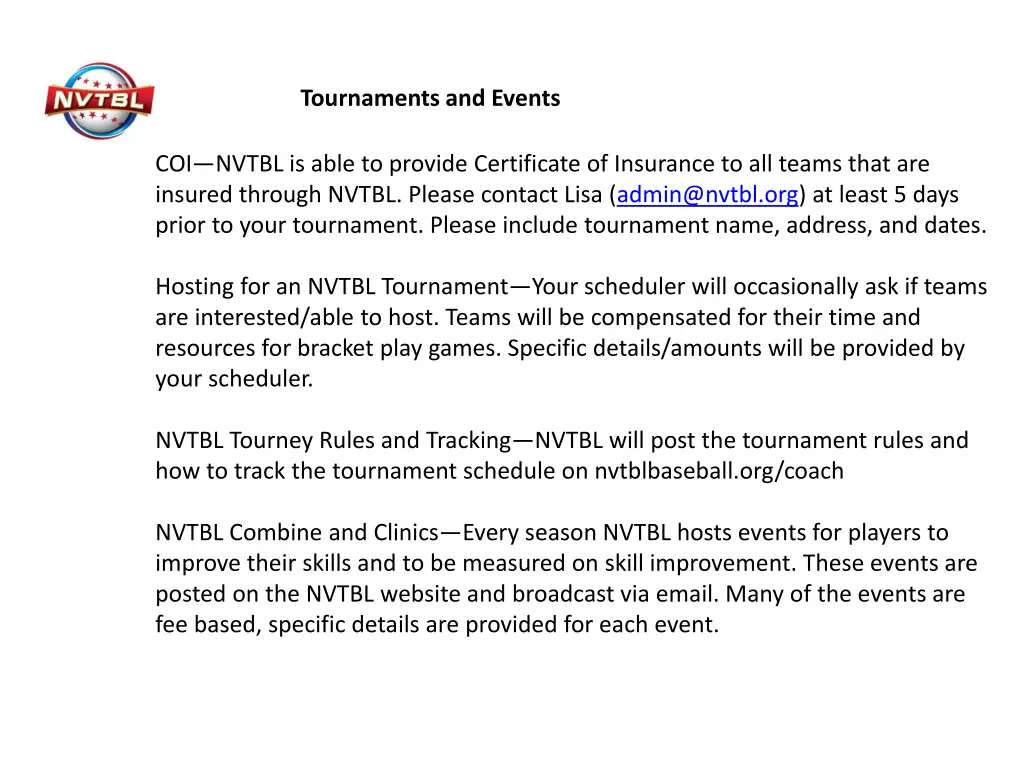 tournaments and events