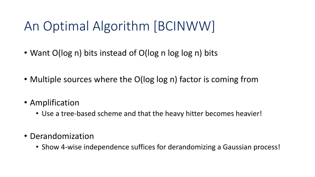 an optimal algorithm bcinww