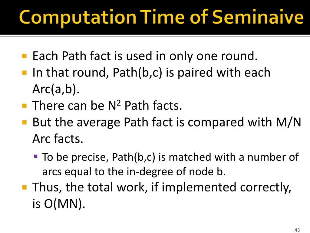 each path fact is used in only one round in that