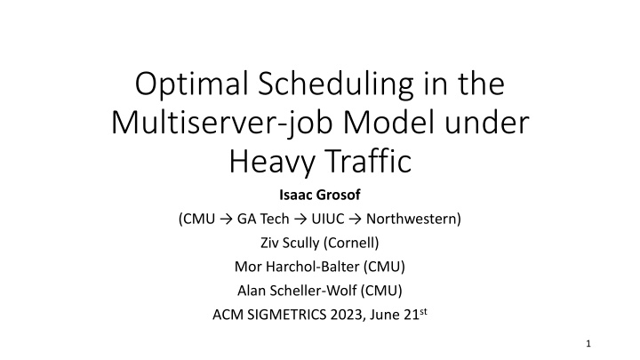 optimal scheduling in the multiserver job model