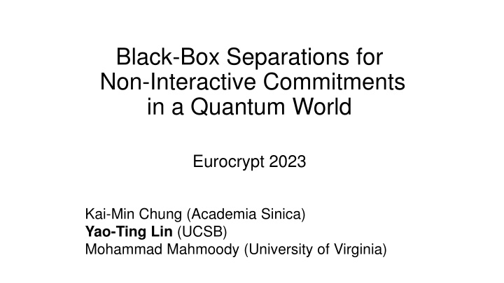 black box separations for non interactive