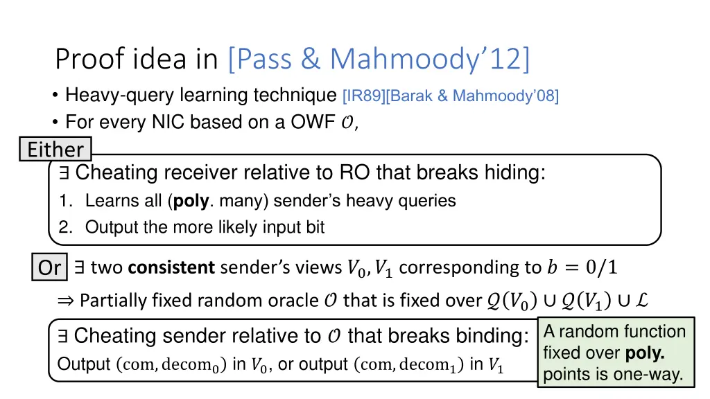 proof idea in pass mahmoody 12 heavy query