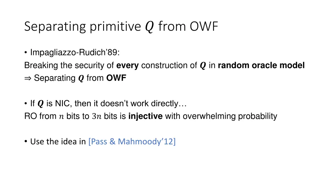 separating primitive from owf