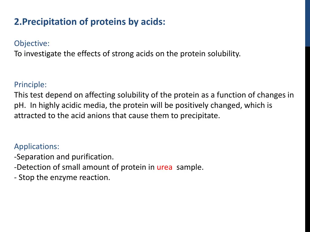 2 precipitation of proteins by acids