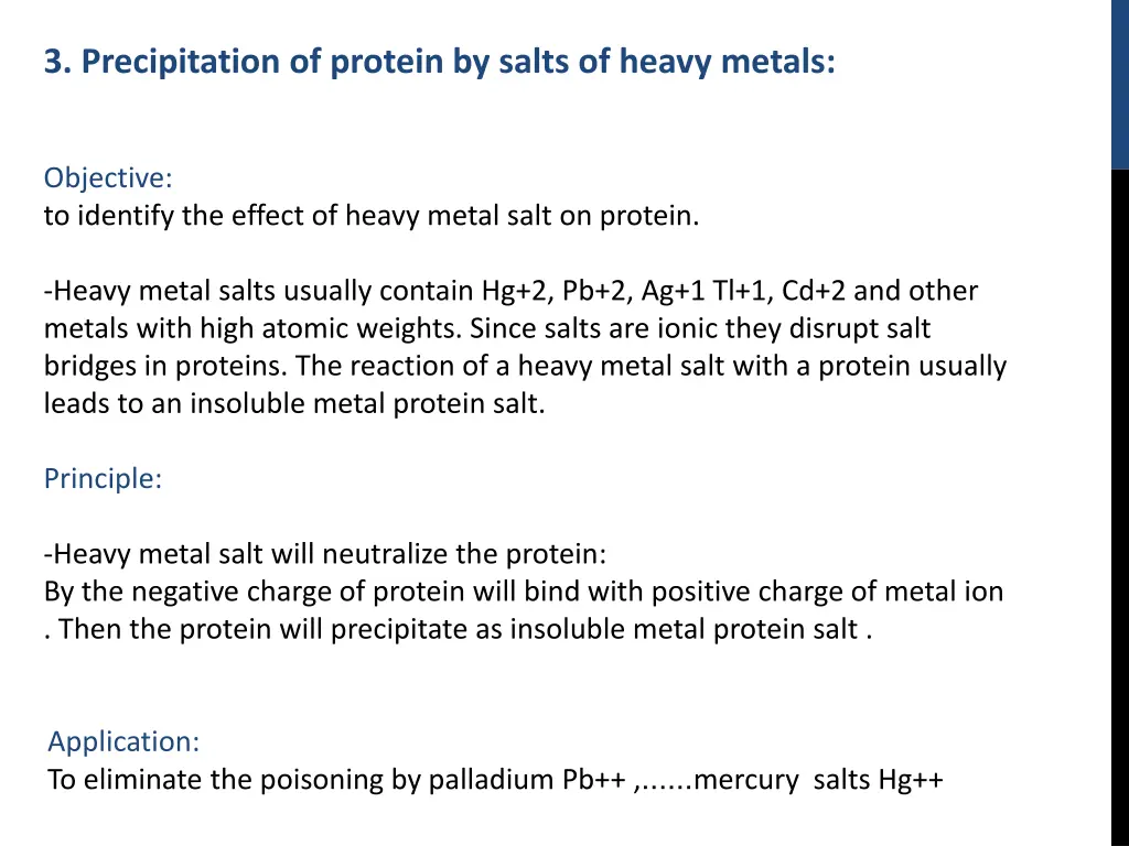 3 precipitation of protein by salts of heavy