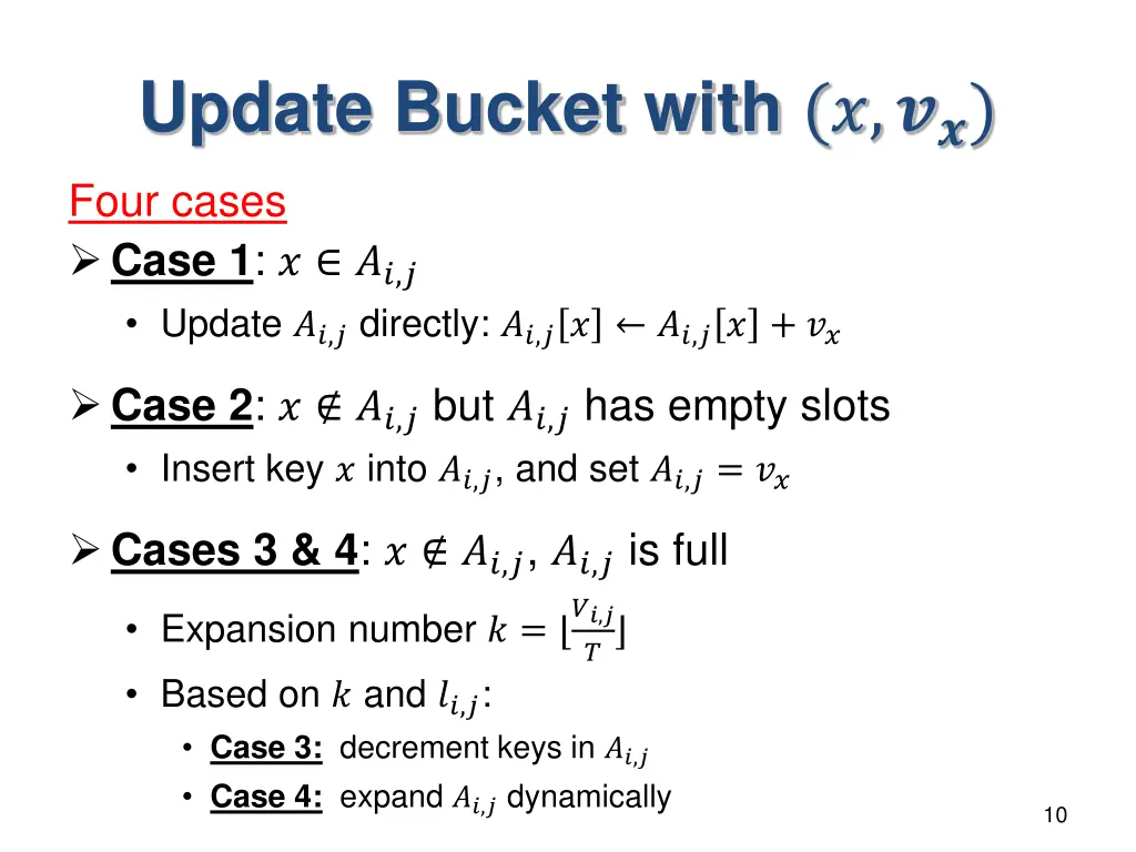 update bucket with four cases