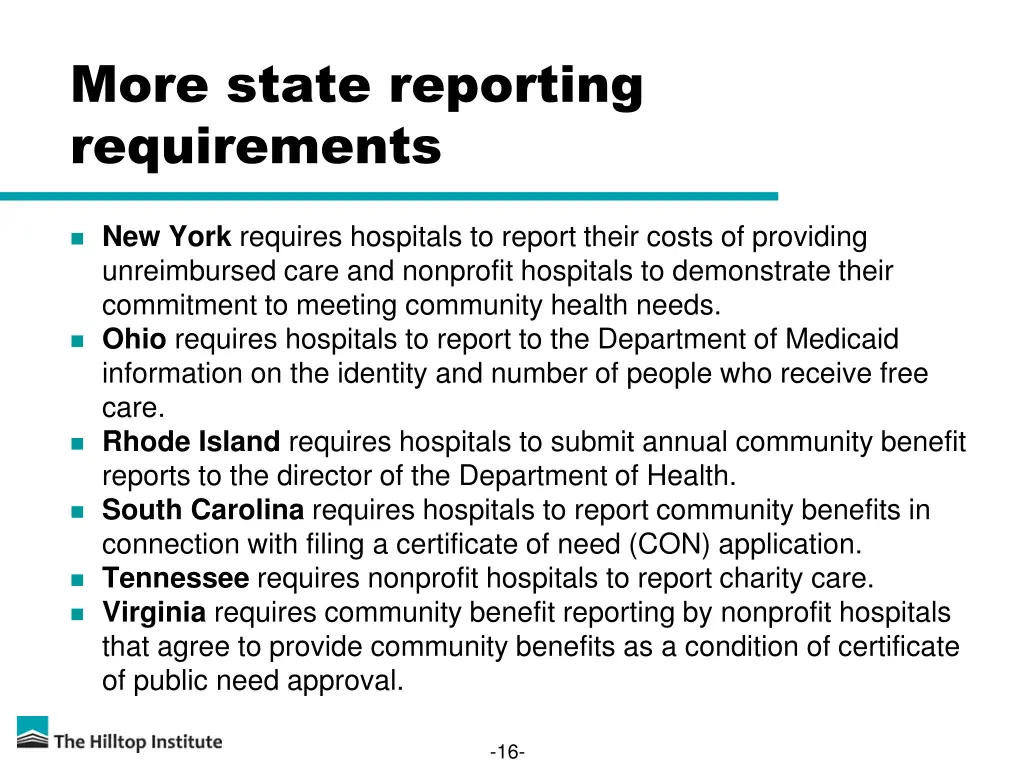 more state reporting requirements