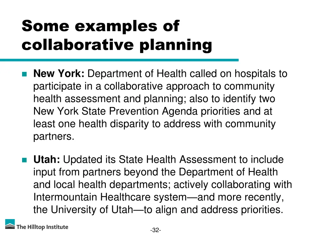 some examples of collaborative planning