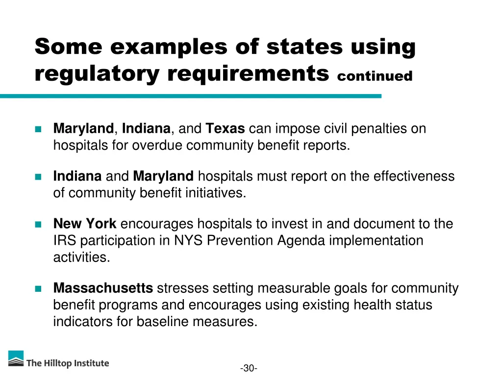 some examples of states using regulatory 1