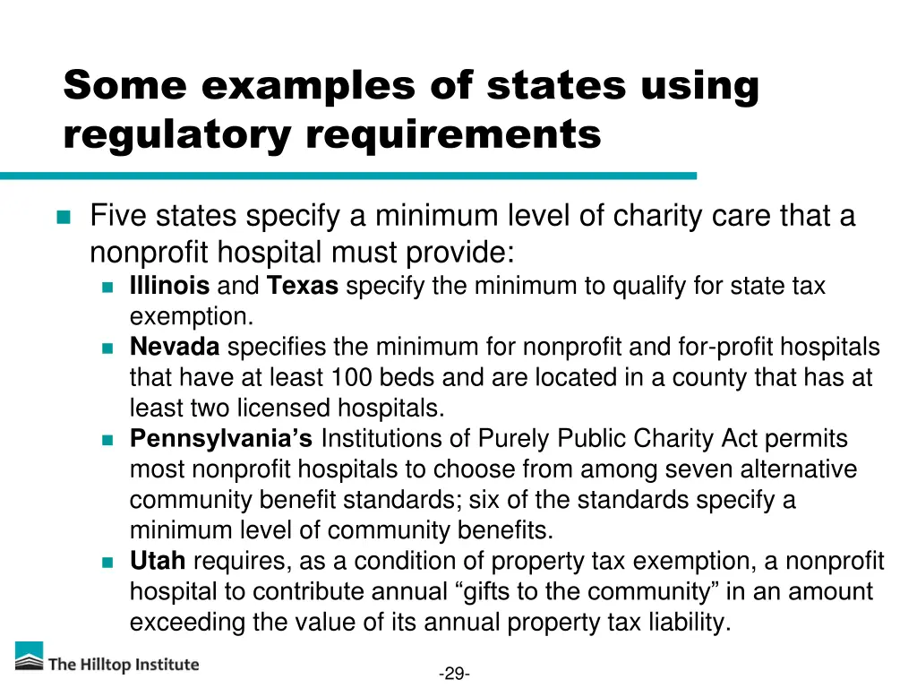 some examples of states using regulatory