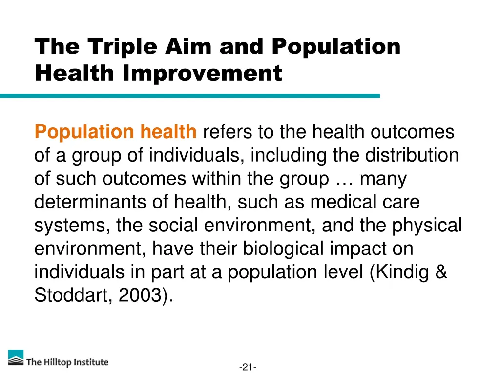 the triple aim and population health improvement