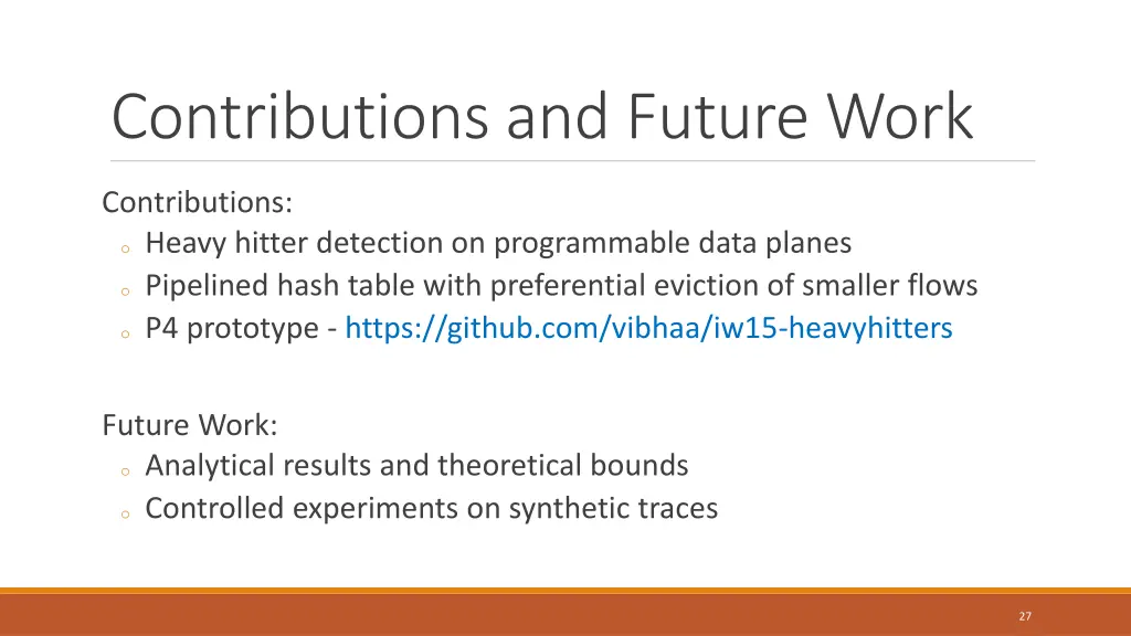 contributions and future work