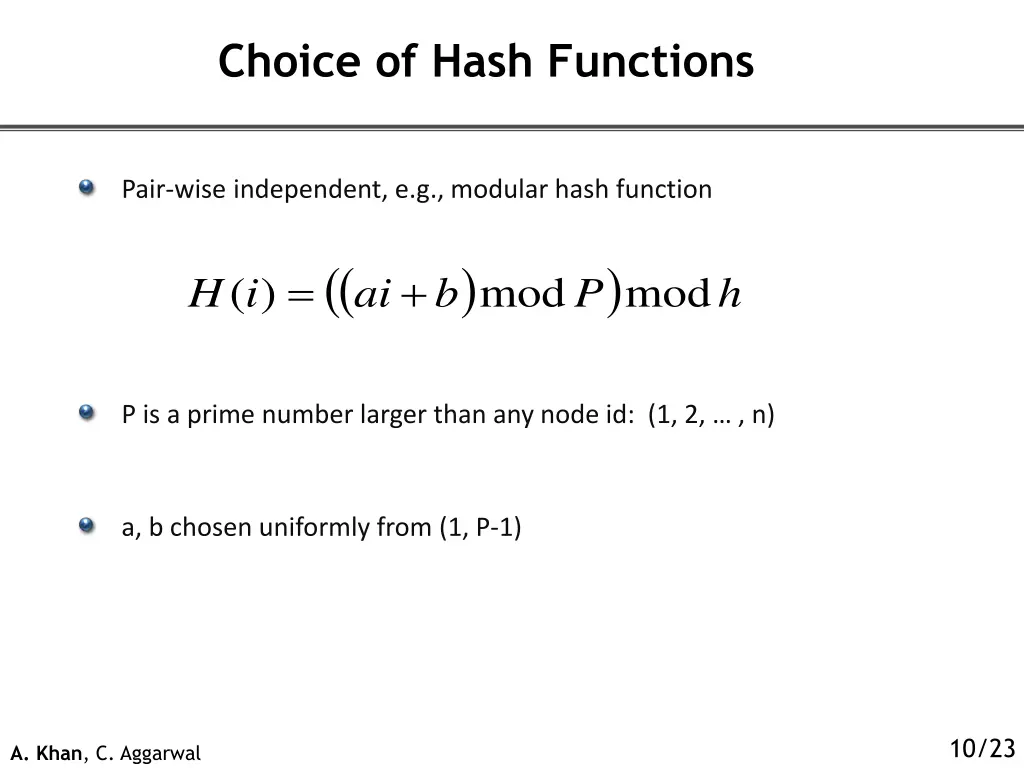 choice of hash functions