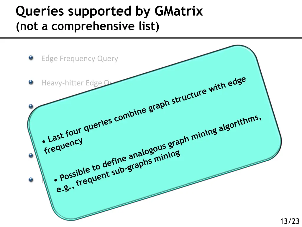 queries supported by gmatrix not a comprehensive 1