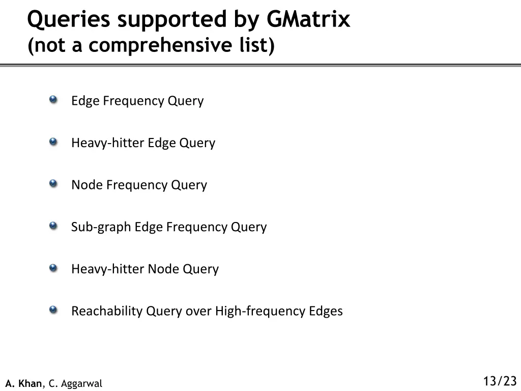 queries supported by gmatrix not a comprehensive