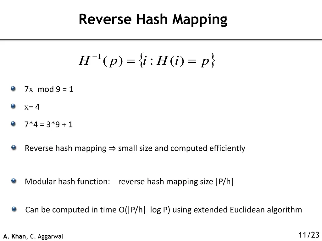 reverse hash mapping