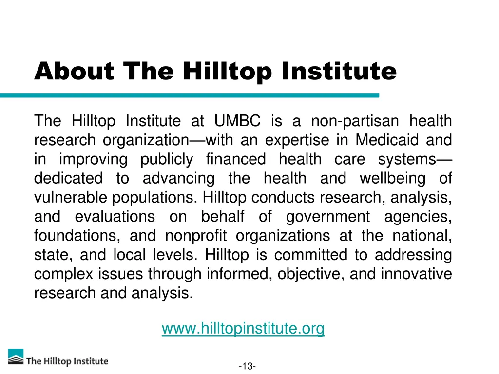 about the hilltop institute