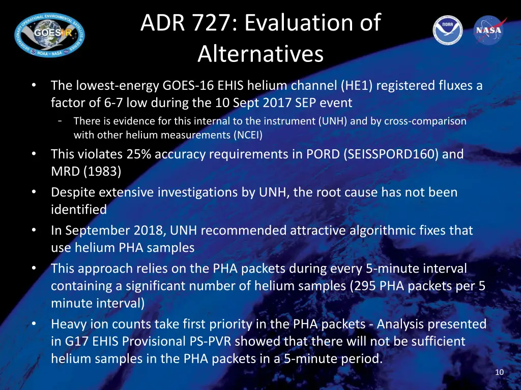 adr 727 evaluation of alternatives