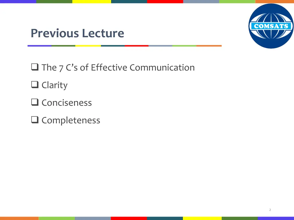 previous lecture