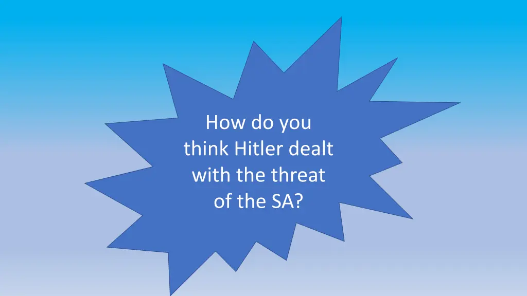 how do you think hitler dealt with the threat