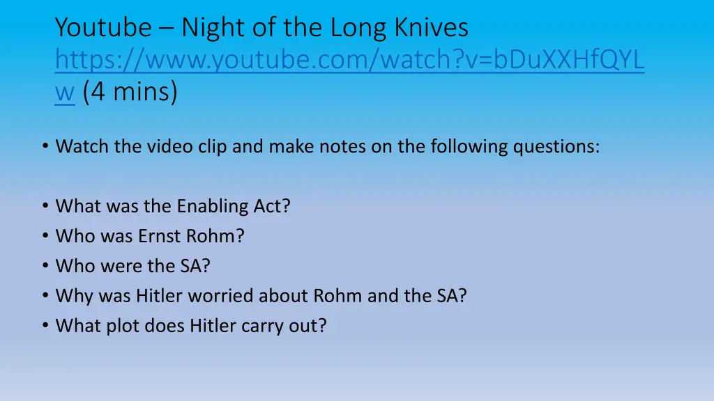 youtube night of the long knives https