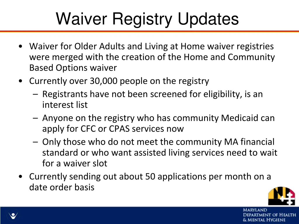 waiver registry updates