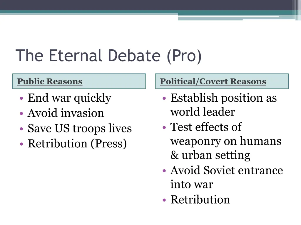 the eternal debate pro