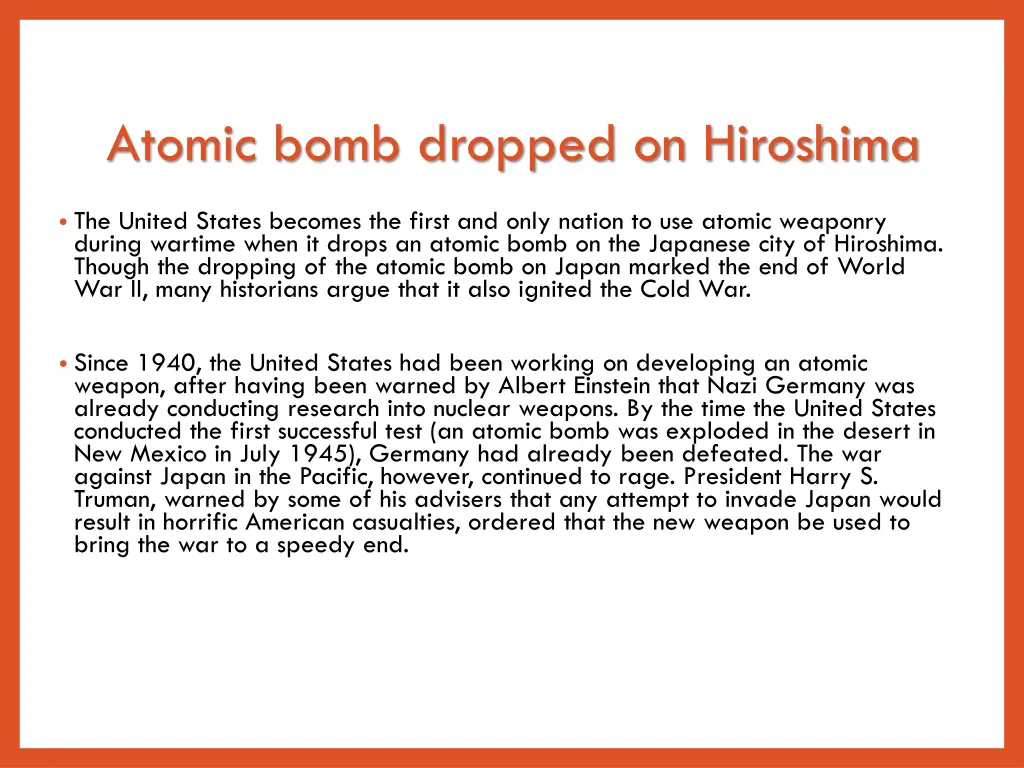 atomic bomb dropped on hiroshima