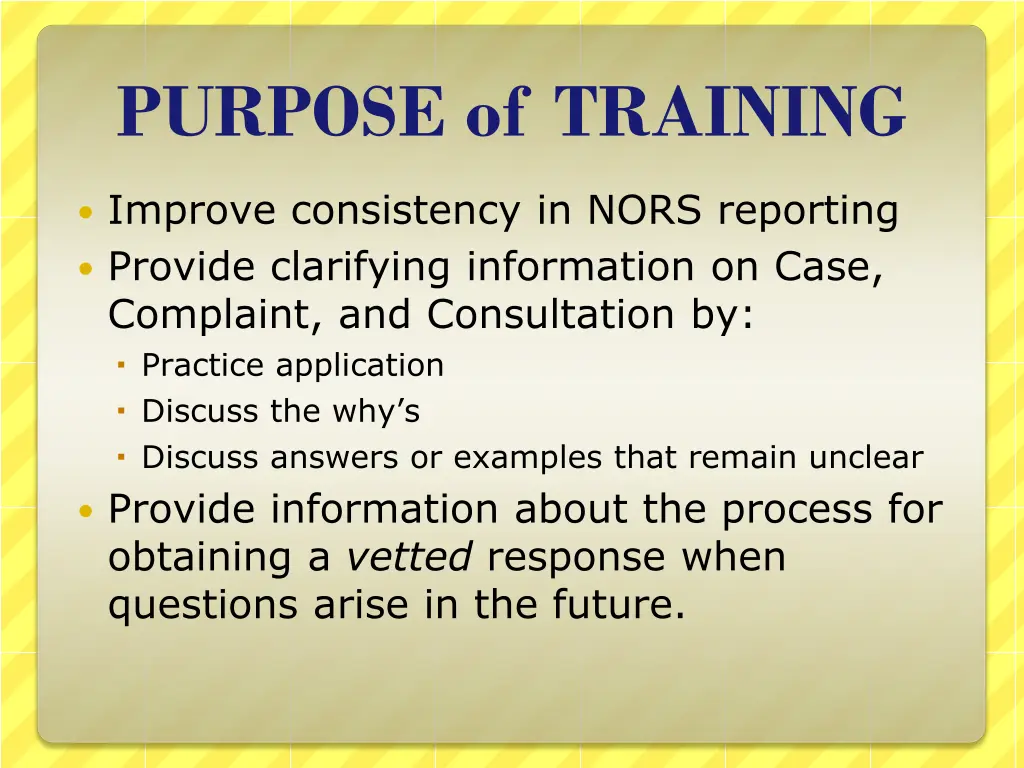 purpose of training