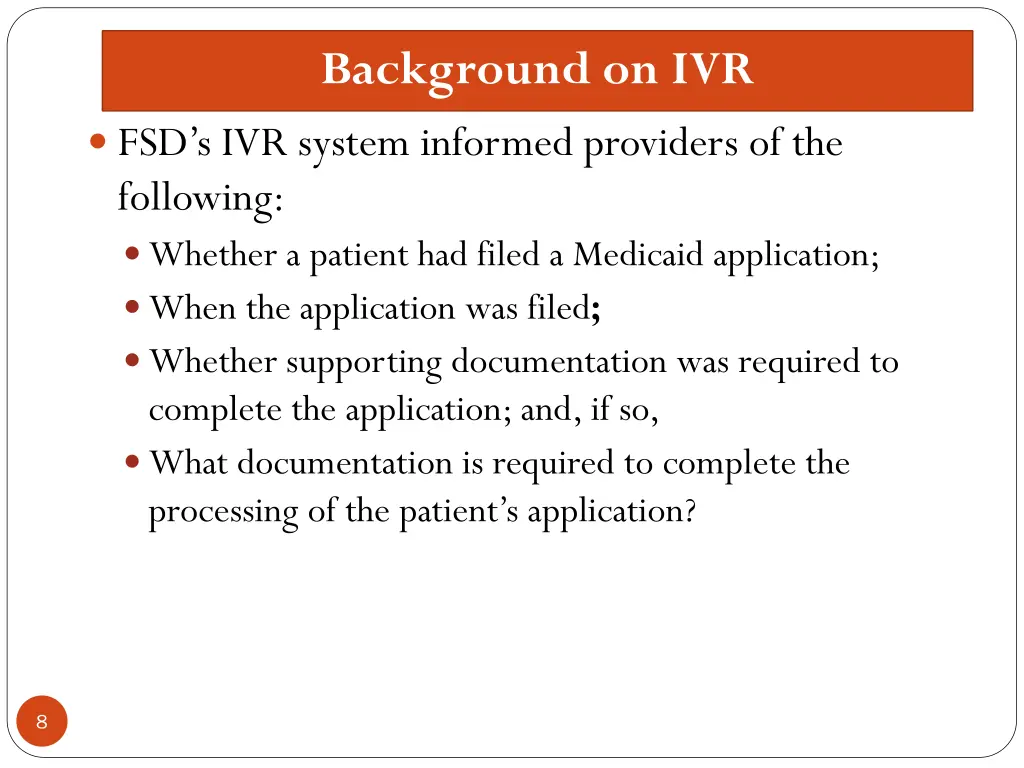 background on ivr 1