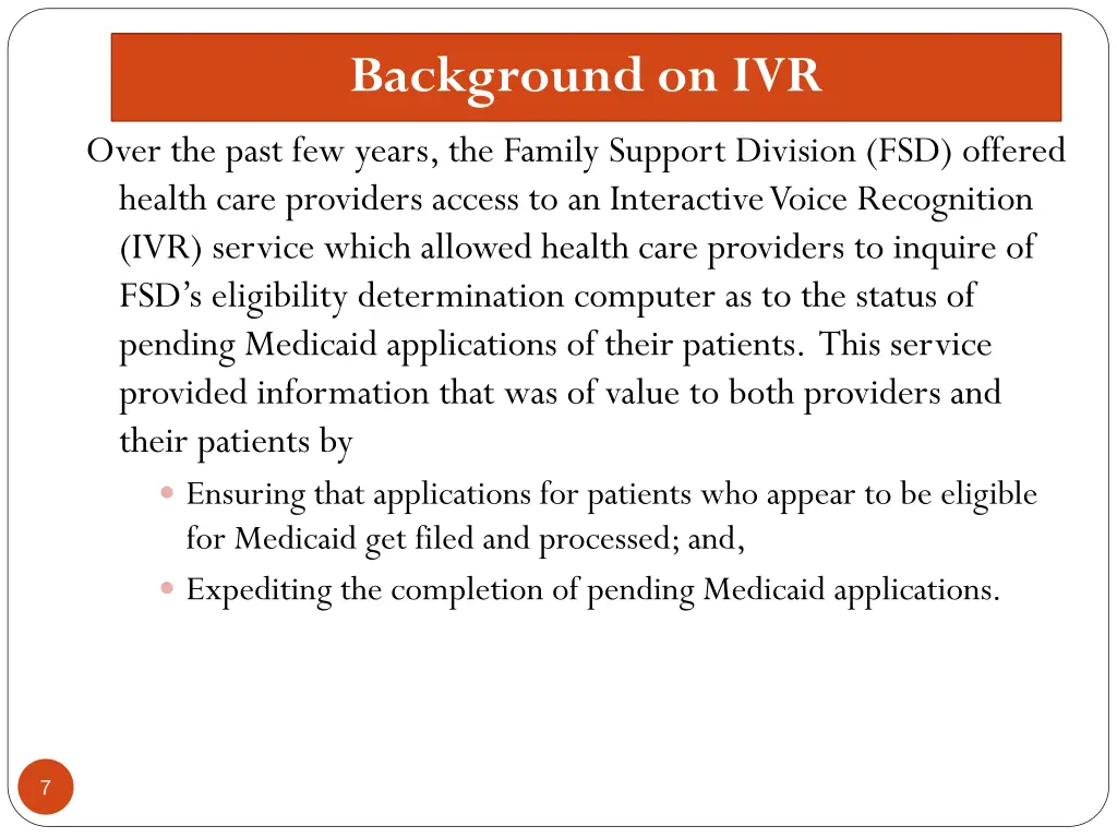 background on ivr