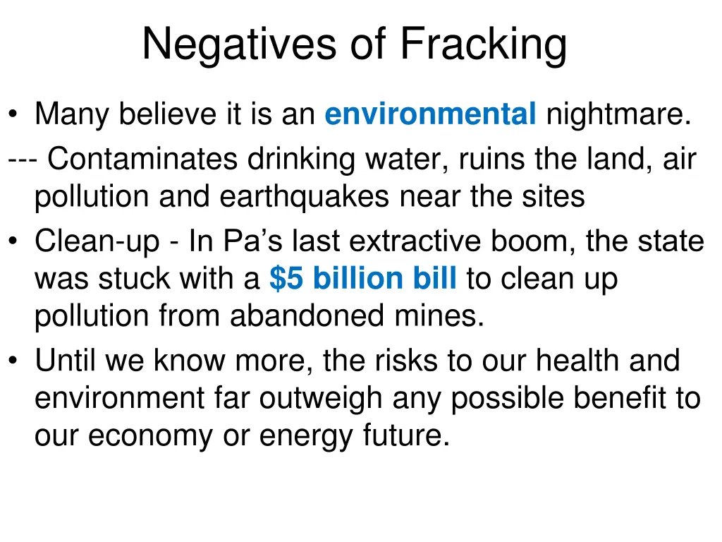 negatives of fracking