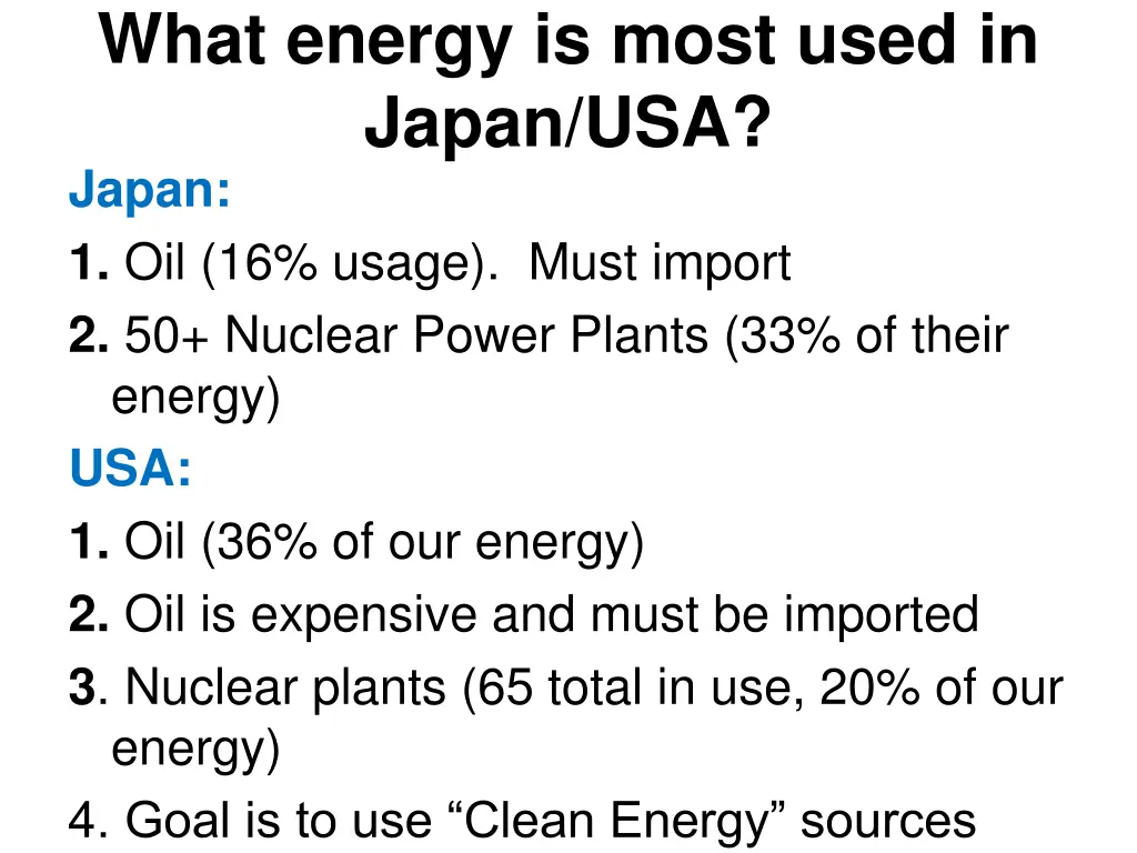 what energy is most used in japan usa japan