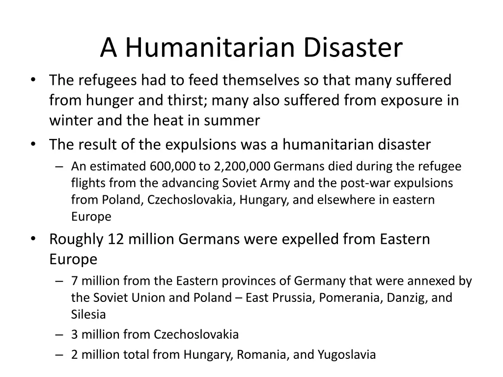 a humanitarian disaster the refugees had to feed