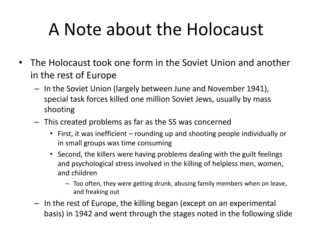 a note about the holocaust