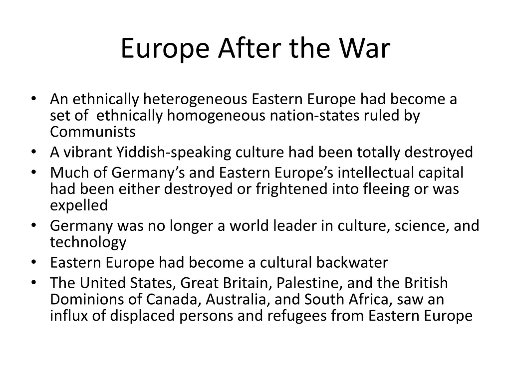 europe after the war