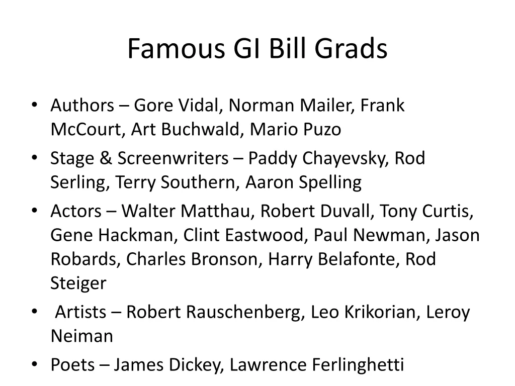 famous gi bill grads