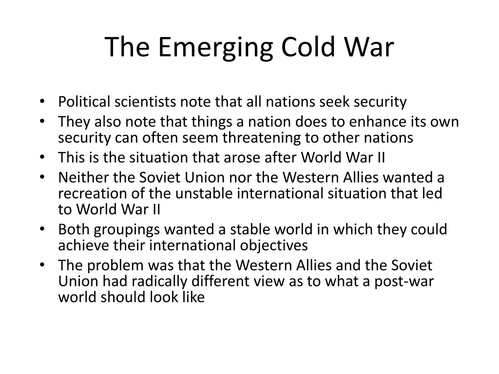 the emerging cold war 1