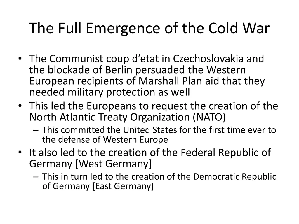 the full emergence of the cold war