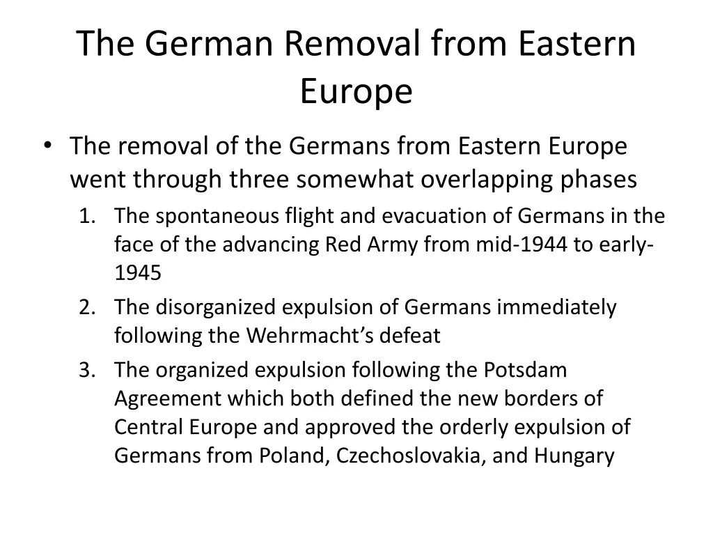 the german removal from eastern europe